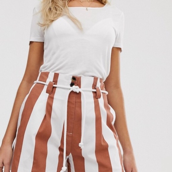 ASOS high waisted stripe short with rope belt - Picture 3 of 4